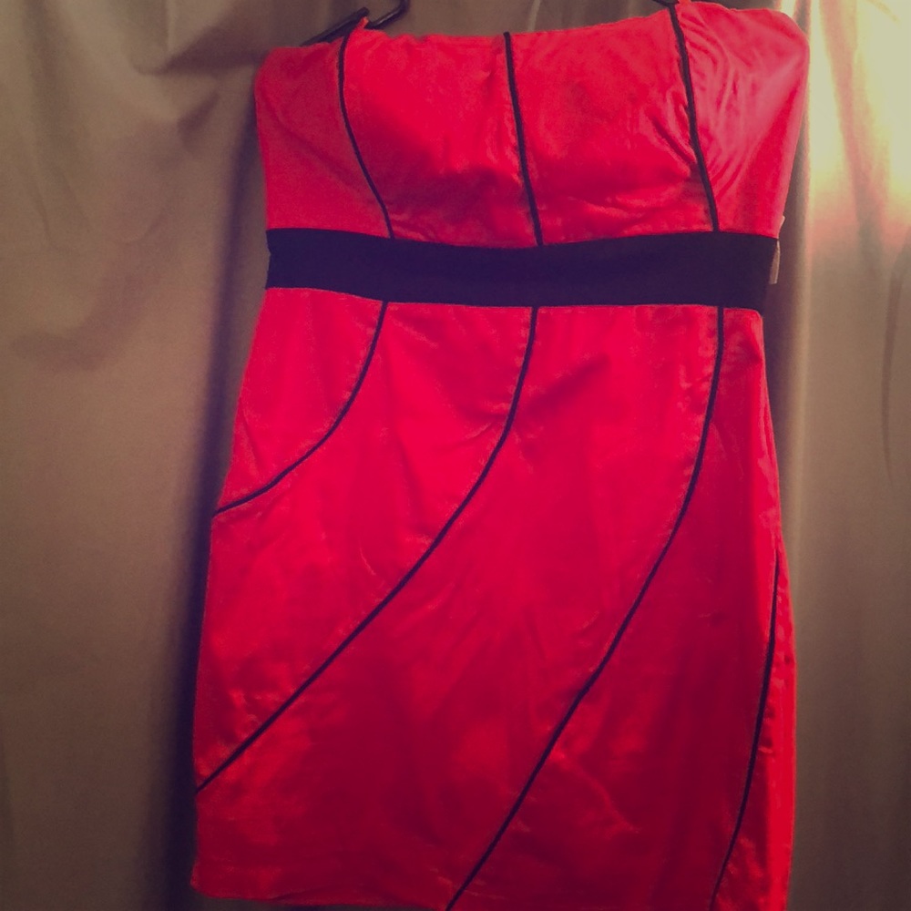 Red tube top dress
